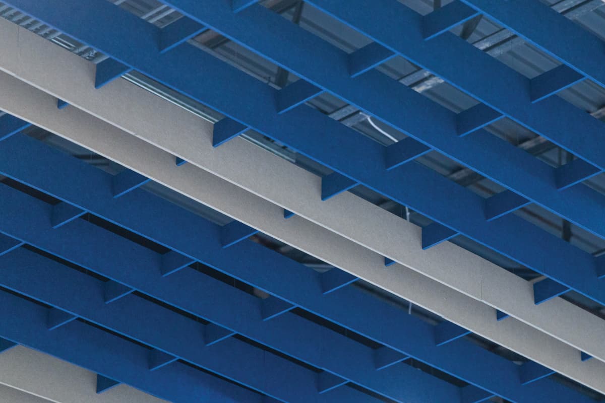Acoustic baffling reduces noise on court